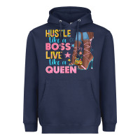 Navy hustle like a boss live like a queen Heavyweight Hoodie - texasbilliewilder