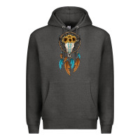 Charcoal Heather dreamer catcher bull skull Premium Hoodie - JahusDesignShop