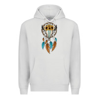 Dove Grey dreamer catcher bull skull Premium Hoodie - JahusDesignShop