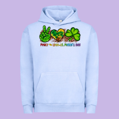 Peace Love St Patty's Day Urban Hoodie Designed By Artiststas