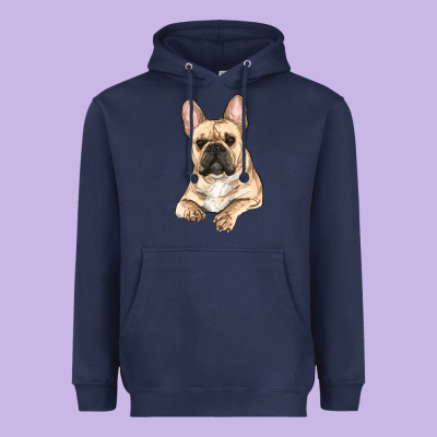 Heavyweight Hoodie French bulldog sitting