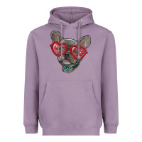 Lavender french bulldog with love glasses Heavyweight Hoodie - RanaPortraitStore