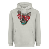 Moon Dust french bulldog with love glasses Heavyweight Hoodie - RanaPortraitStore