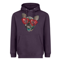 Plum french bulldog with love glasses Heavyweight Hoodie - RanaPortraitStore