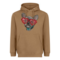 Toasted Coconut french bulldog with love glasses Heavyweight Hoodie - RanaPortraitStore