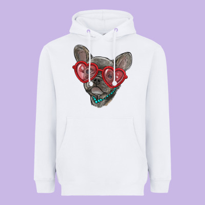 Heavyweight Hoodie french bulldog with love glasses