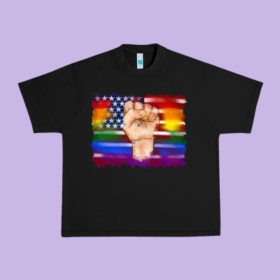 Lgbtq Flag And American Flag With Hand Urban Heavy Tee Designed By Artiststas