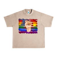 French Oak lgbtq flag and american flag with hand Urban Heavy Tee - Artiststas