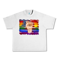 Lunar Rock lgbtq flag and american flag with hand Urban Heavy Tee - Artiststas