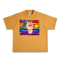 Peanut Butter lgbtq flag and american flag with hand Urban Heavy Tee - Artiststas