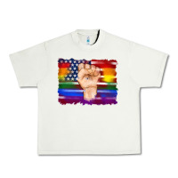 Pistachio lgbtq flag and american flag with hand Urban Heavy Tee - Artiststas