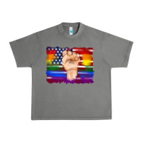 Tornado lgbtq flag and american flag with hand Urban Heavy Tee - Artiststas