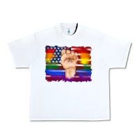 White lgbtq flag and american flag with hand Urban Heavy Tee - Artiststas