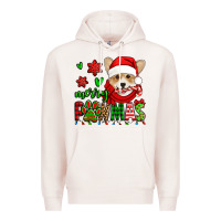 Pale Pink merry pawmas christmas corgi Premium Hoodie - Jasminsmagicworld