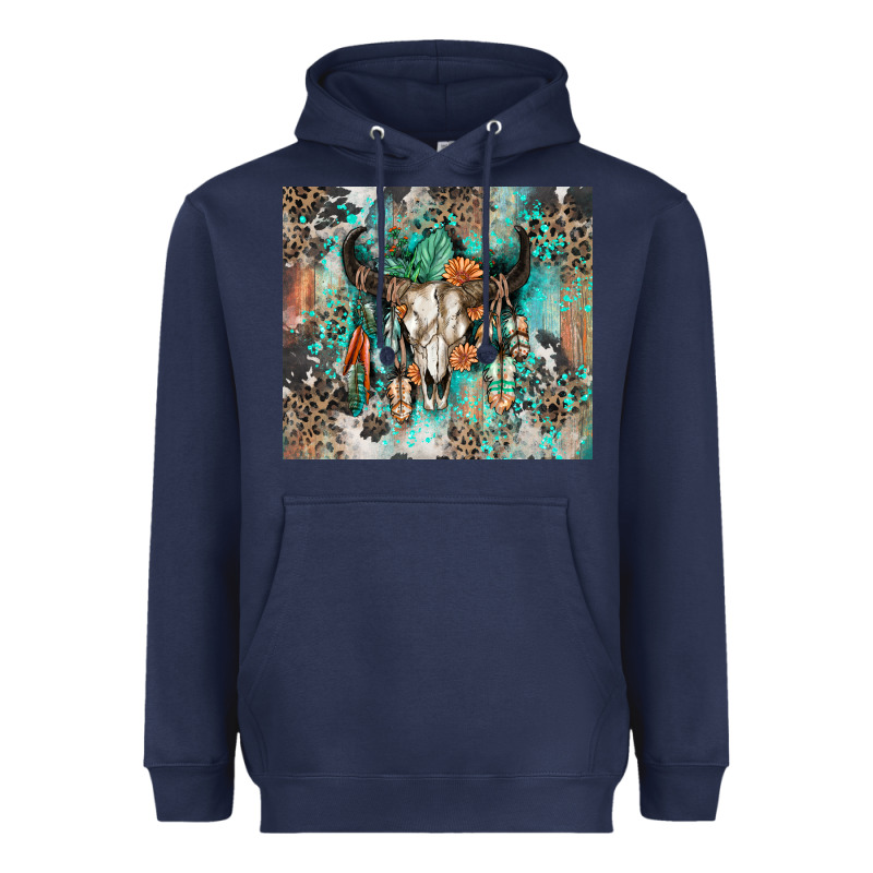 Cowhide Bull Skull Heavyweight Hoodie by Zillion Design Studio | Teevron