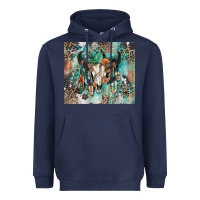 Navy cowhide bull skull Heavyweight Hoodie - Zillion Design Studio