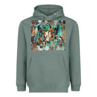 Sage cowhide bull skull Heavyweight Hoodie - Zillion Design Studio