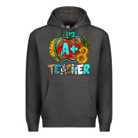 Charcoal Heather a+ teacher apple Premium Hoodie - BundleAndBundleShop