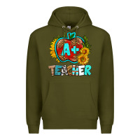 Army Green a+ teacher apple Premium Hoodie - BundleAndBundleShop