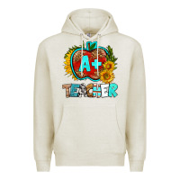 Oatmeal Heather a+ teacher apple Premium Hoodie - BundleAndBundleShop