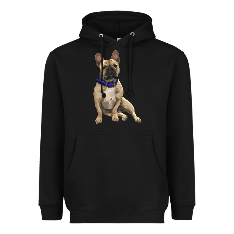 French Bulldog With Royal Blue Heavyweight Hoodie by RanaPortraitStore | Teevron