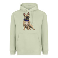 Matcha French bulldog with royal blue Heavyweight Hoodie - RanaPortraitStore