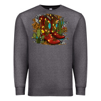 Charcoal Heather christmas cowboy boots Premium Sweatshirt - RanaPortraitStore