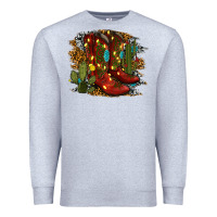 Heather Grey christmas cowboy boots Premium Sweatshirt - RanaPortraitStore