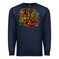Navy christmas cowboy boots Premium Sweatshirt - RanaPortraitStore