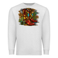 Oatmeal Heather christmas cowboy boots Premium Sweatshirt - RanaPortraitStore