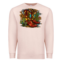 Pale Pink christmas cowboy boots Premium Sweatshirt - RanaPortraitStore