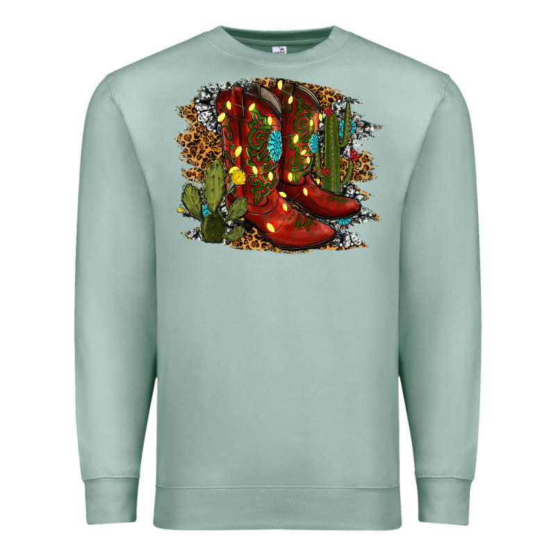 Christmas Cowboy Boots Premium Sweatshirt by RanaPortraitStore | Teevron