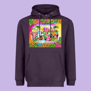 Summer Coffee Cups Heavyweight Hoodie Designed By Zillion Design Studio