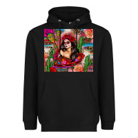 Black mexico girl serape Heavyweight Hoodie - Zillion Design Studio
