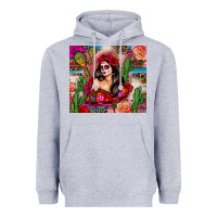 Heather Grey mexico girl serape Heavyweight Hoodie - Zillion Design Studio