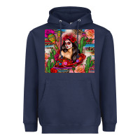 Navy mexico girl serape Heavyweight Hoodie - Zillion Design Studio
