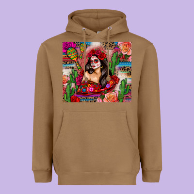 Mexico Girl Serape Heavyweight Hoodie Designed By Zillion Design Studio