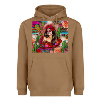 Toasted Coconut mexico girl serape Heavyweight Hoodie - Zillion Design Studio