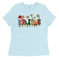Baby Blue christmas believe Ladies Tee - BarkalooDesign