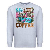 Heather Grey life begins after coffee Premium Sweatshirt - Zillion Design Studio