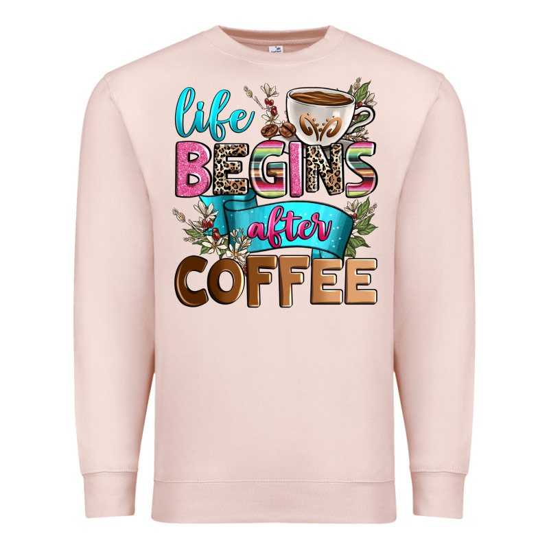 Life Begins After Coffee Premium Sweatshirt by Zillion Design Studio | Teevron
