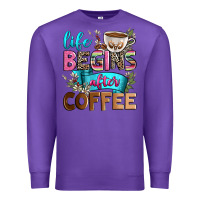 Purple life begins after coffee Premium Sweatshirt - Zillion Design Studio