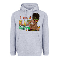 Heather Grey i am black history afro black woman juneteenth Heavyweight Hoodie - texasbilliewilder