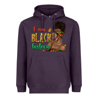 Plum i am black history afro black woman juneteenth Heavyweight Hoodie - texasbilliewilder