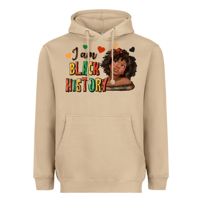 I Am Black History Afro Girl Heavyweight Hoodie by texasbilliewilder | Teevron