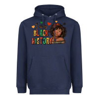 Navy i am black history afro girl Heavyweight Hoodie - texasbilliewilder