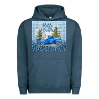 Pigment Midnight Navy hello winter snowman truck Urban Hoodie - AdoDesignShop