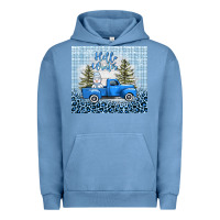 Pigment Pebble Blue hello winter snowman truck Urban Hoodie - AdoDesignShop