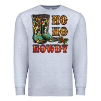 Heather Grey christmas cowboy boots ho ho howdy Premium Sweatshirt - RanaPortraitStore