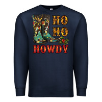 Navy christmas cowboy boots ho ho howdy Premium Sweatshirt - RanaPortraitStore